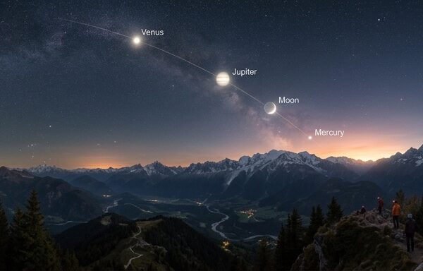 17. června se na obloze seřadí Merkur, Jupiter, Venuše a Měsíc