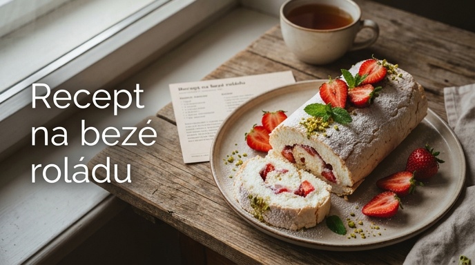 Recept na bezé roládu s mascarpone a jahodami