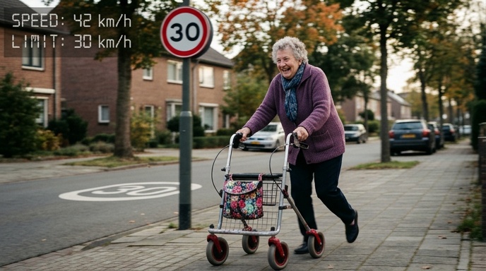 Seniorce s chodítkem naměřili 42 km/h v zóně s třicítkou
