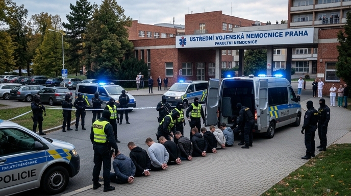 Policie zasahovala v Ústřední vojenské nemocnici v Praze a zadržela 11 lidí