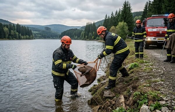 Hasiči na Šumpersku opět zachránili bobra z nádrže